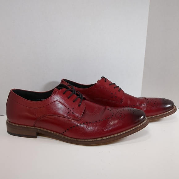 Stacy Adams Mens Leather Alaire Oxford Red Dress Shoes, Size 14M - Picture 1 of 8